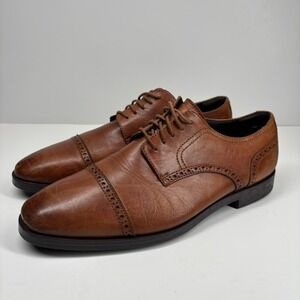 Cole Haan Jefferson Grand Men's 9.5W British Tan Leather Cap Toe Oxfords C23791